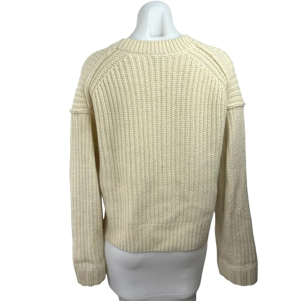 JW Anderson X Uniqlo Cream Wool Blend Waffle Knit Button Crop Cardigan Sweater M Size M - Image 2