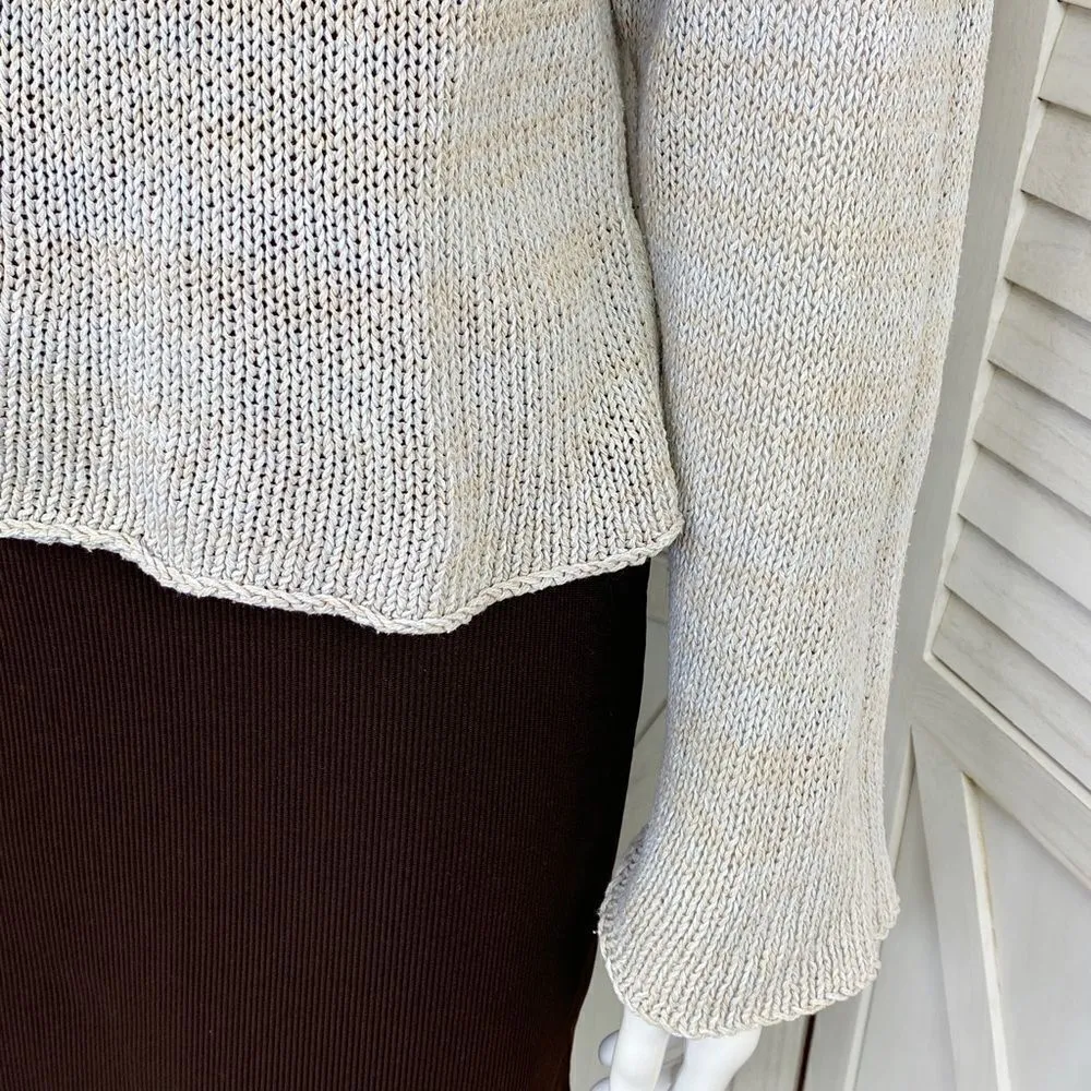 Debby Mitchell Cowlneck Crop Sweater Gray Tan Small Gray - Image 6