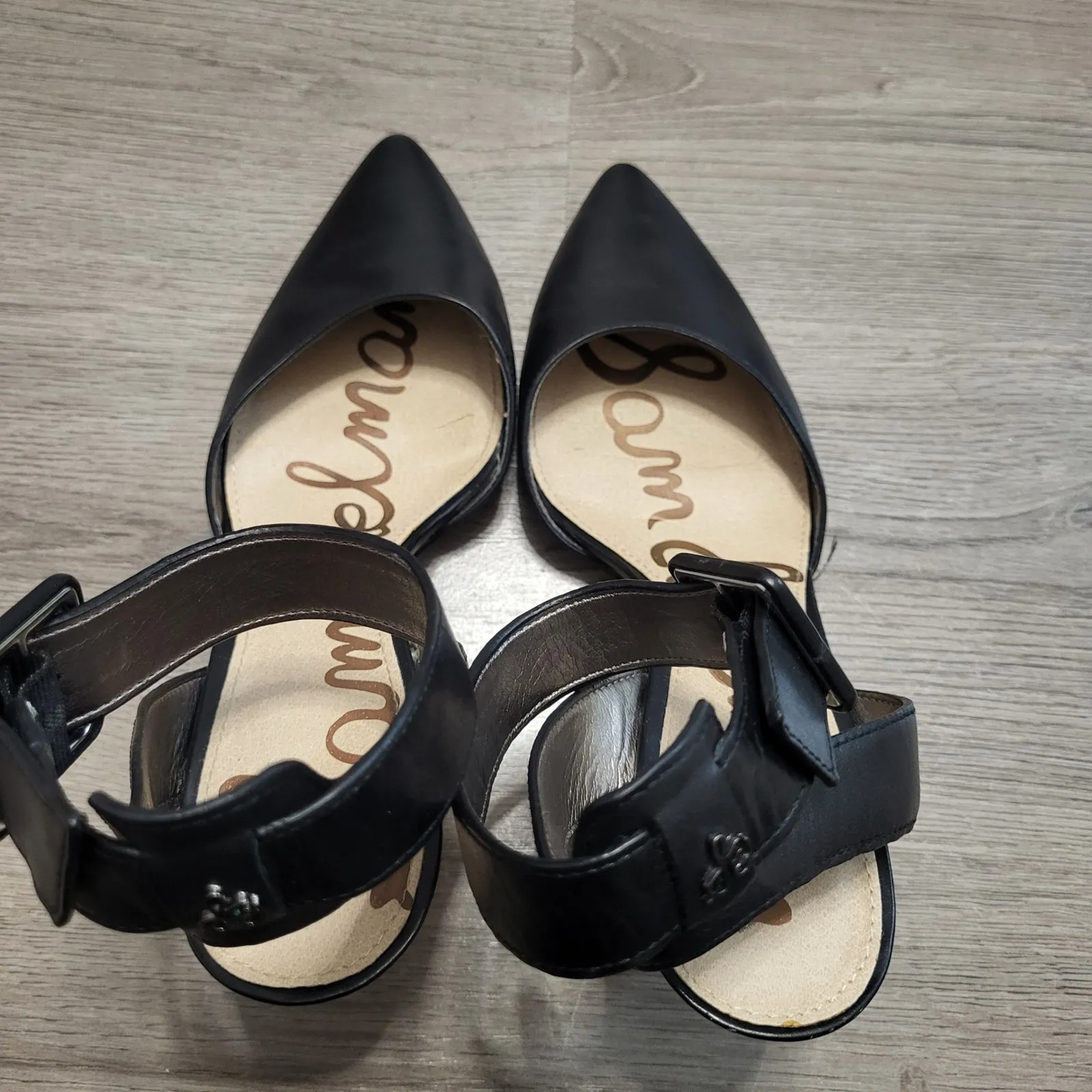 Sam Edelman Okala Black Leather Ankle Strap Pointed Toe Heels Women's Size 8.5 - Image 5