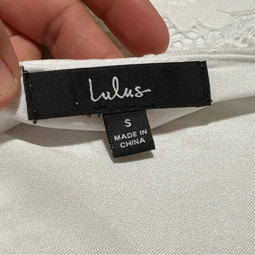 Lulu's White Lace mini Dress Bell sleeves,Size S - Image 2