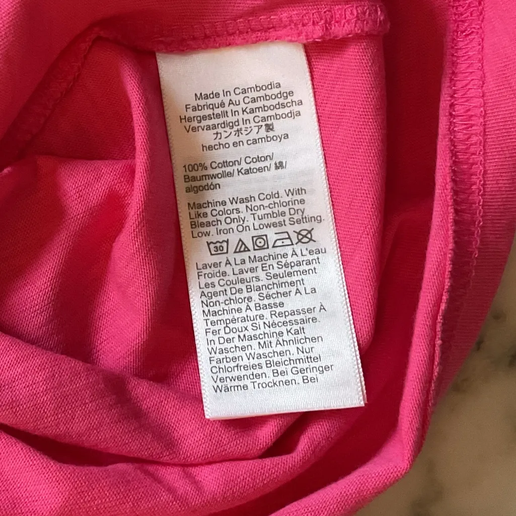 NWOT JCrew V Neck Slub Cotton Tee Hot Pink Women’s Sz M holes one short sleeve Size M - Image 4