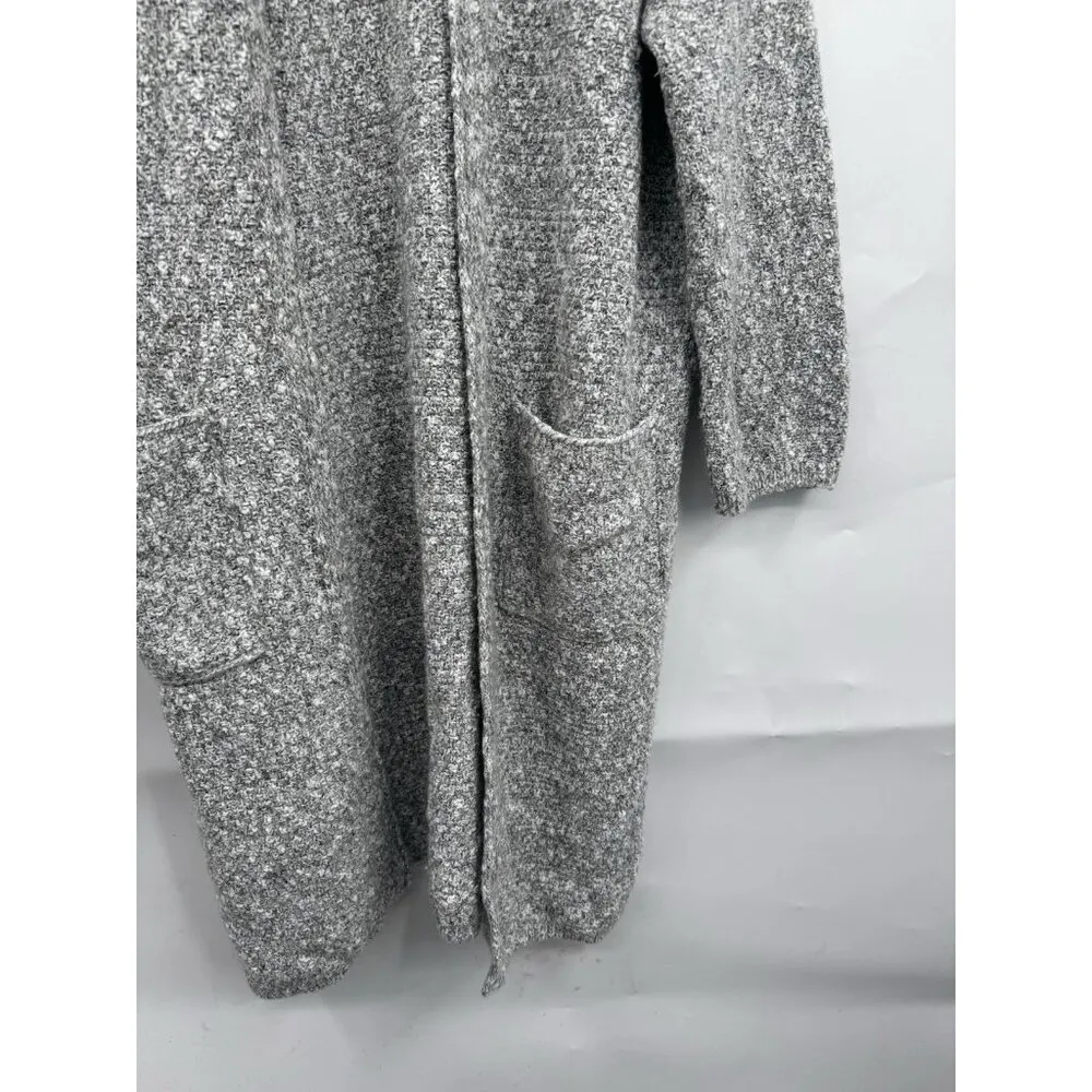 Abercrombie & Fitch Open Cardigan Women Small Silver Knit Long Length Minimalist - Image 9