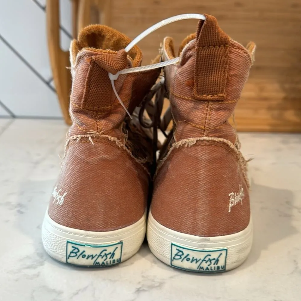 BLOWFISH MALIBU UPLAND DESERT CARAMEL LEOPARD CANVAS HI TOP SNEAKER size 9.5 - Image 5