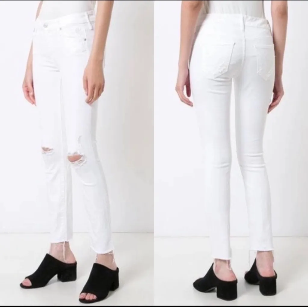 Mother superior denim the hustler ankle fray White Distressed Jeans size 26 - Image 2