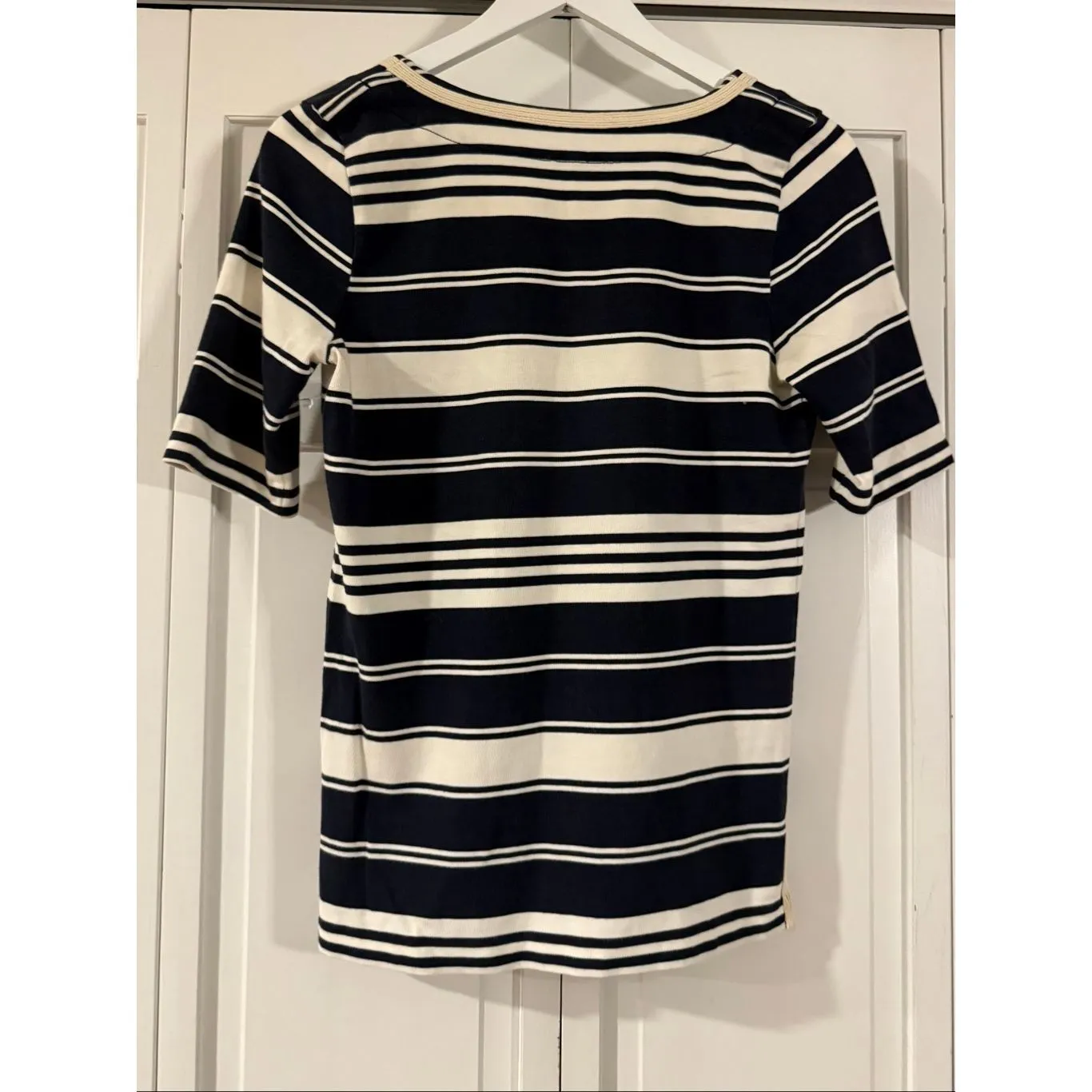 J.crew striped nautical rope and embellished vneck tshirt xs Blue - Image 6