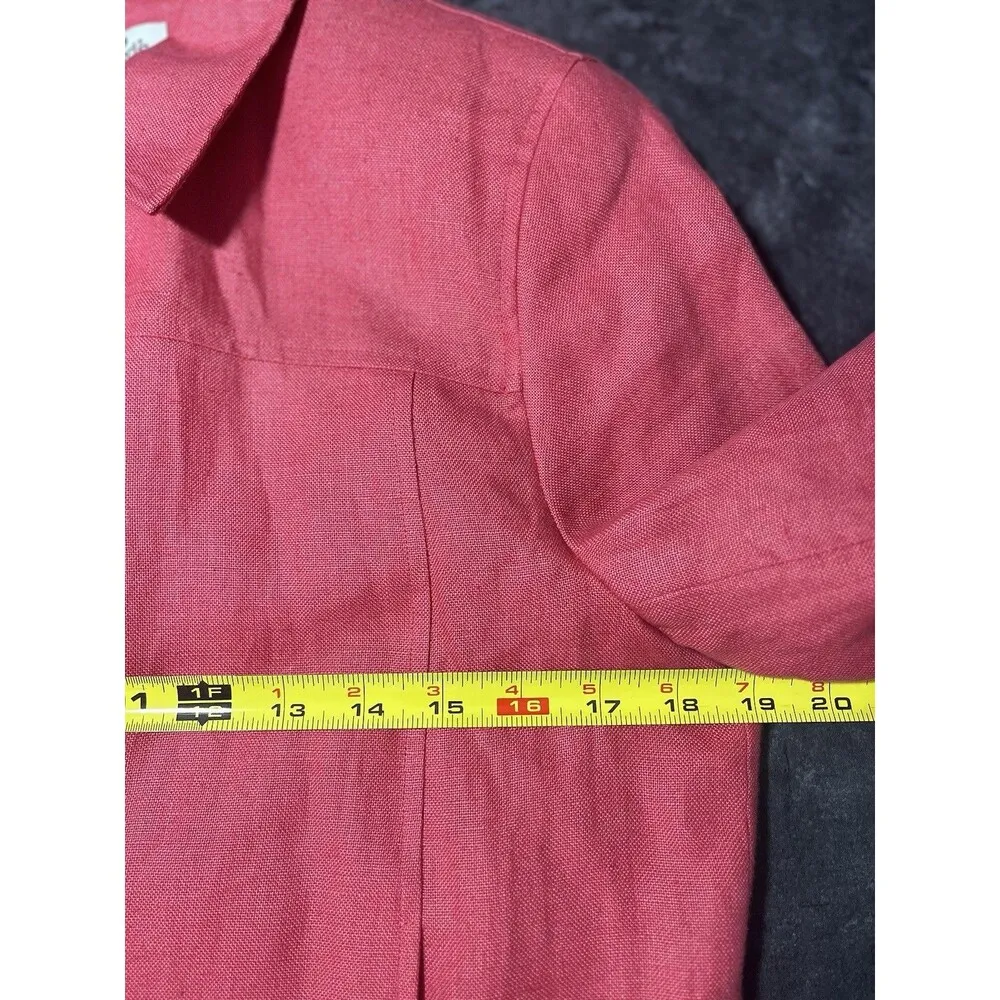 Appleseeds Irish Linen Coral Pink Lined Blazer Size 8 Petite Preppy Classic - Image 7