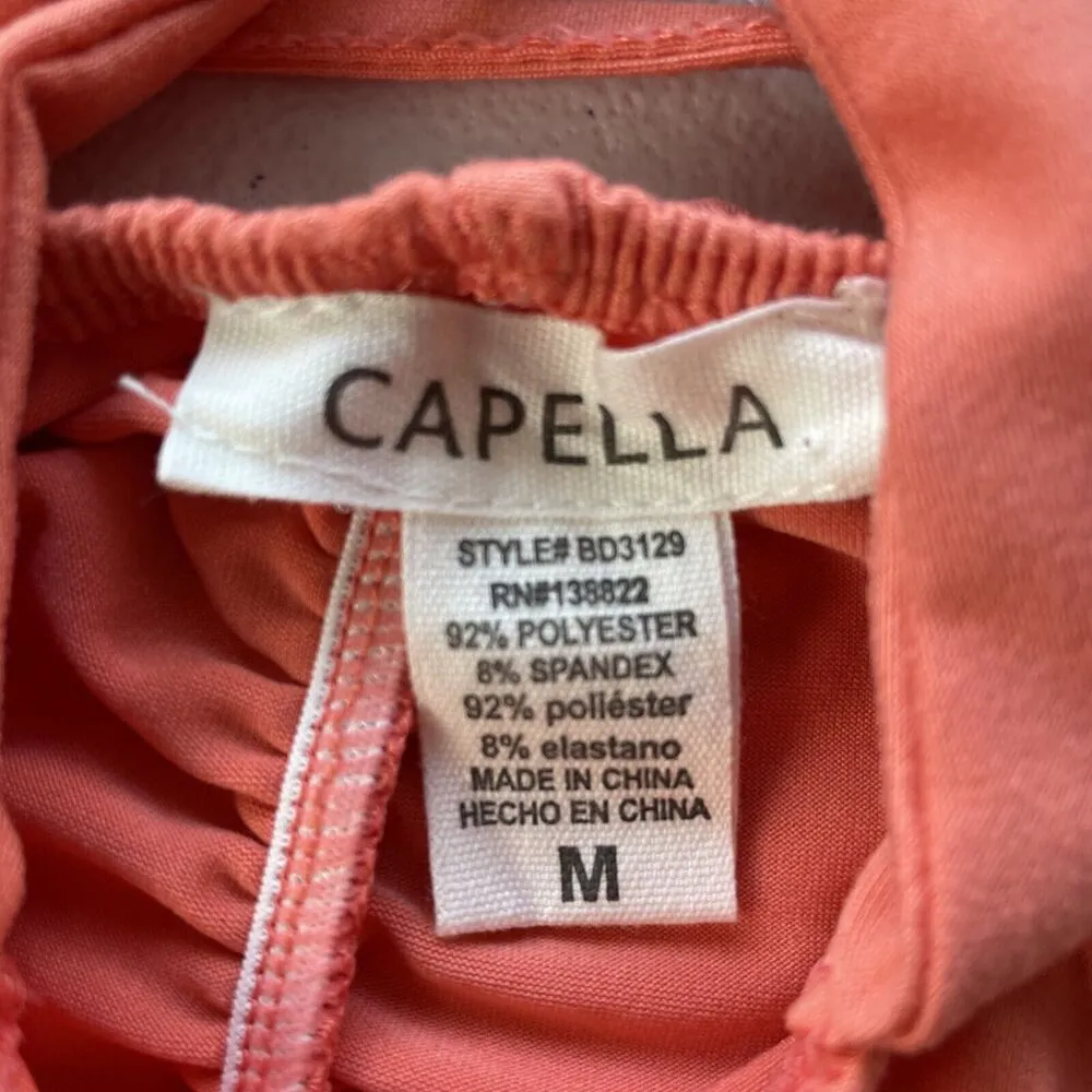 Capella Womens Cut Out Ruched Coral Mini Dress Juniors Size S/M Sleeveless Orange - Image 6