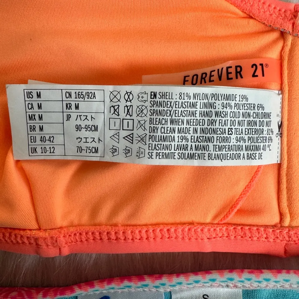 Forever 21 & California Waves Bikini Combo Coral Halter Top with Striped Bottom - Image 10