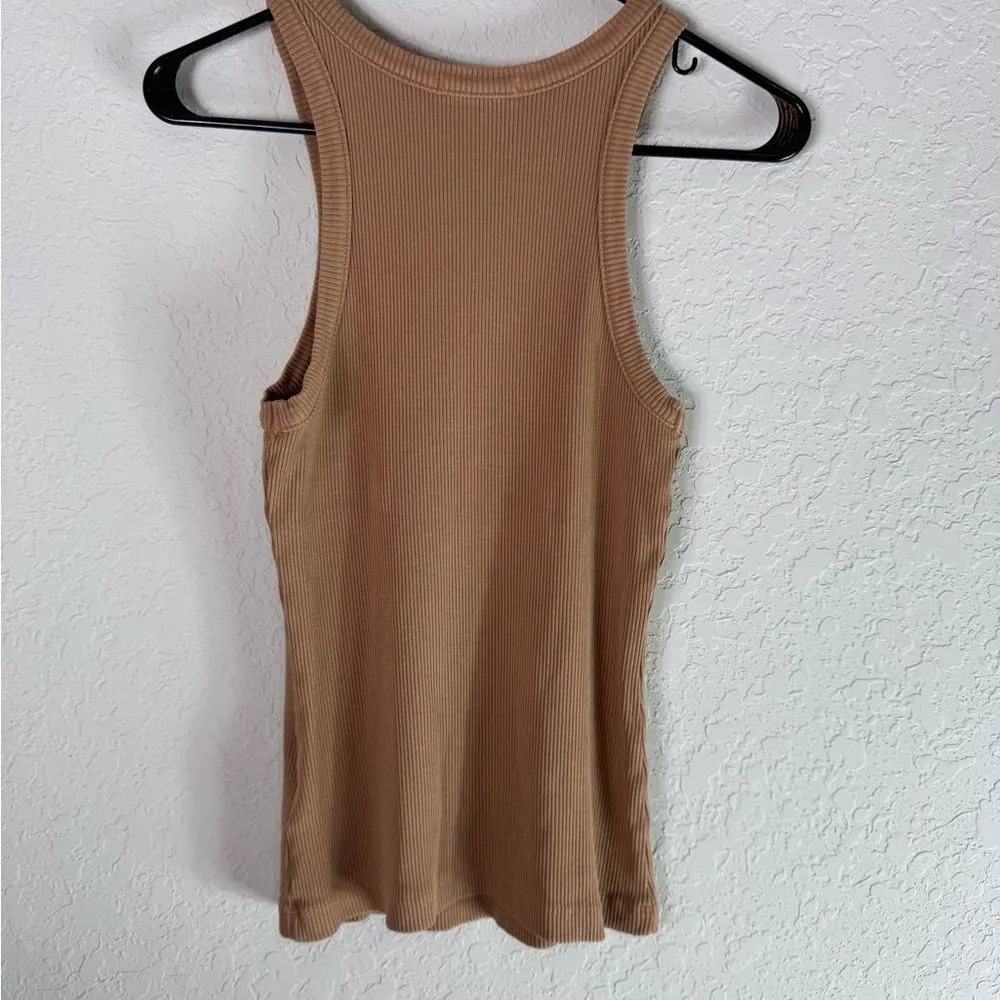 Agolde Tan Ribbed Bailey Tank Top Size S - Image 7