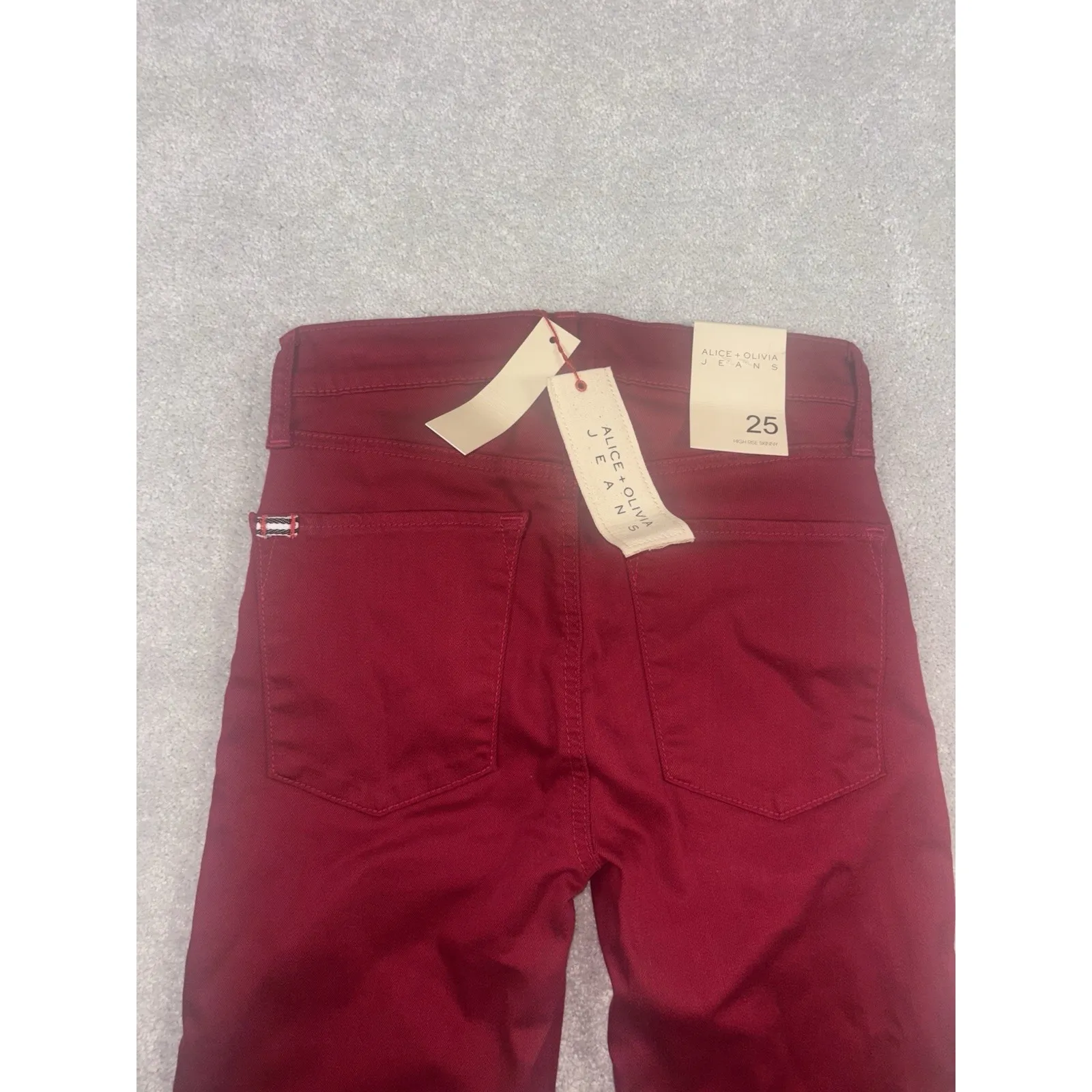 Alice +‎ Olivia Good High Rise Ankle Skinny Jeans Size 25 Bordeaux Denim USA NWT - Image 9