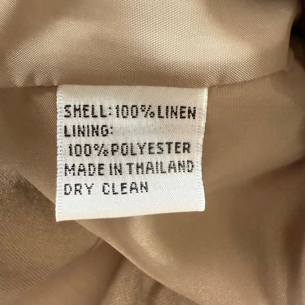 Talbots 100% Irish Linen Blazer Tan Beige Three-Button Fully Lined, Size‎ 12P - Image 9