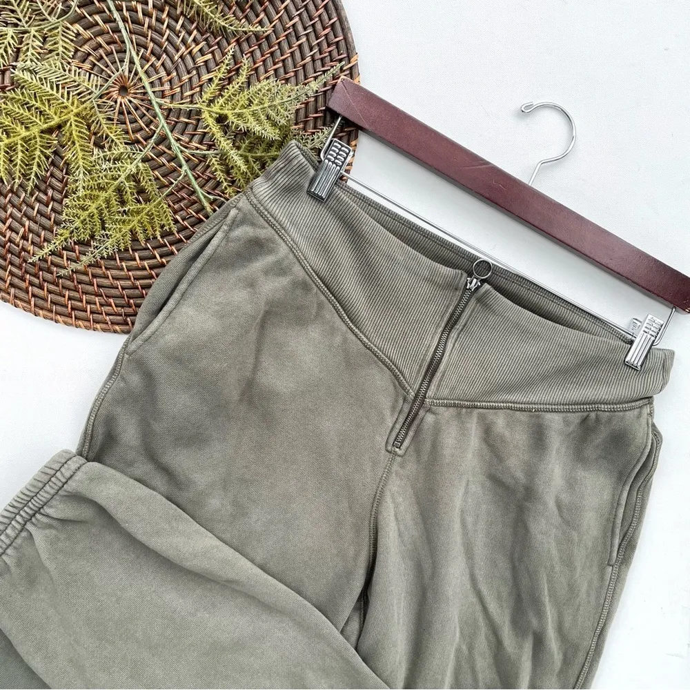 Aerie Womens Pants Joggers Corset Waist Sweatpants Sunwashed Green Size Large - Image 2