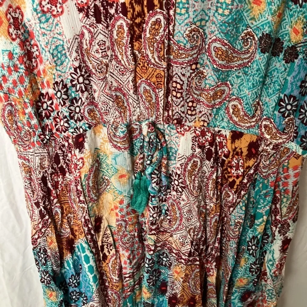 Lascana: Teal & Red Paisley Flowy Print Dress/ Coverup - Image 7