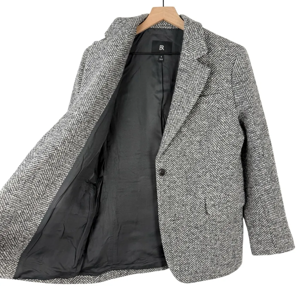 Banana Republic Olinda Oversized Italian Herringbone Blazer Grey Sz S - Image 11