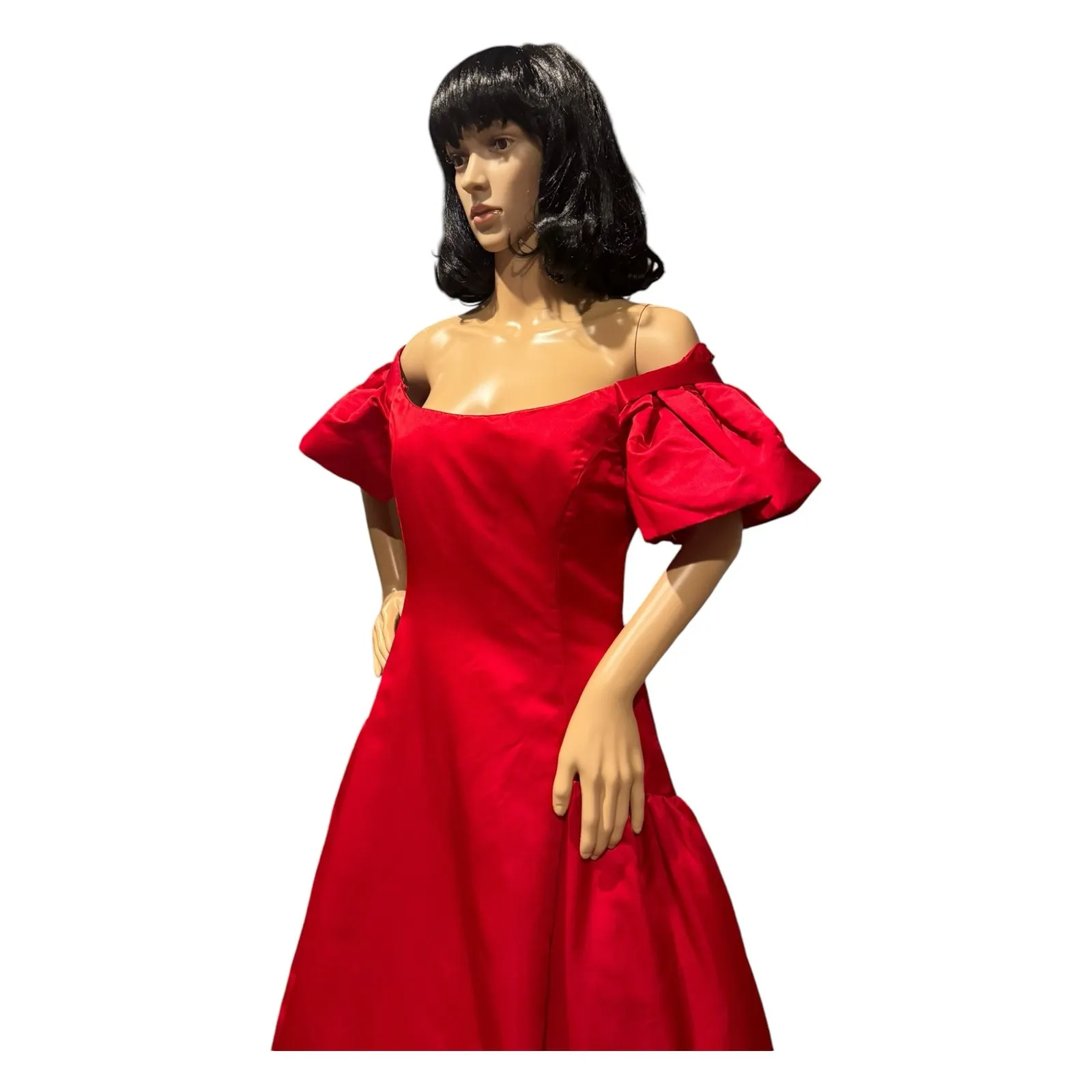 Vintage 80's Scaasi Boutique Red Satin Off - Image 7