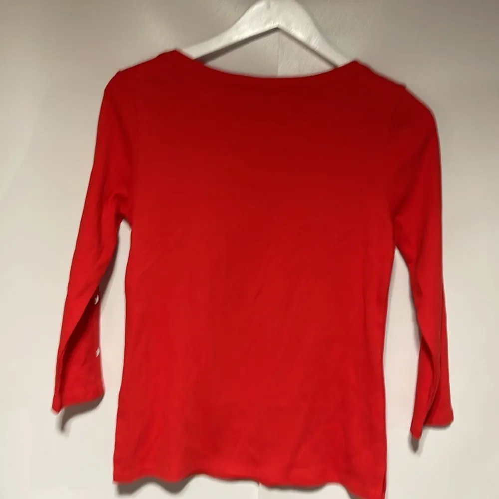 Red long sleeve Top with Silver Grommet Trim Petite XS - Image 10