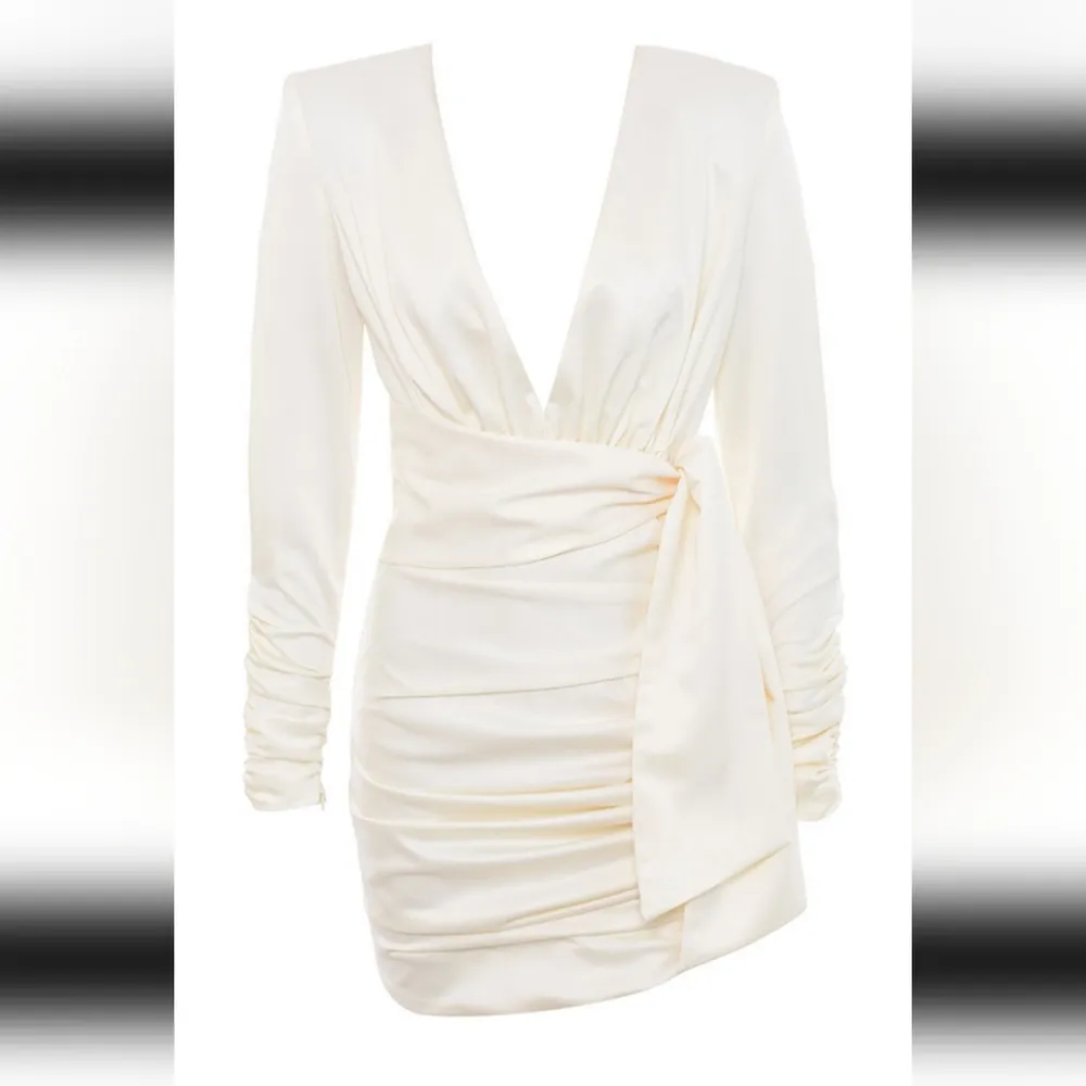 NWOT House of cb, Ivory Draped Satin Dress Size M US 6-8 - Image 3