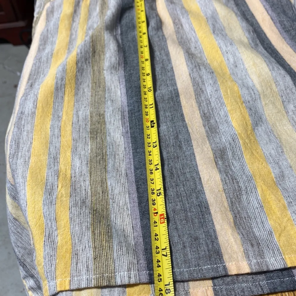 Lucky Brand Women's Yellow and Grey Blouse Striped with Neckline Embroidery sz S - Image 8