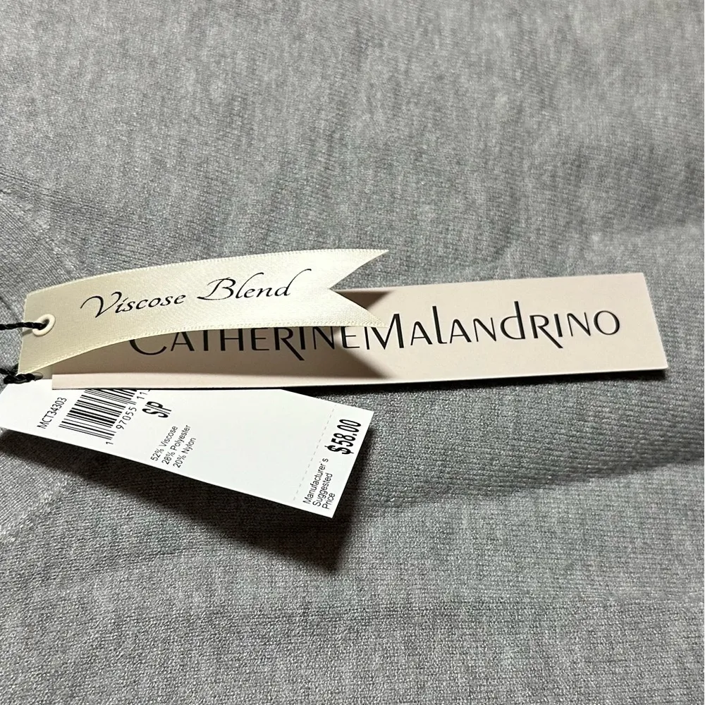 Catherine Malandrino Heather Gray V-neck Sweater - Image 3