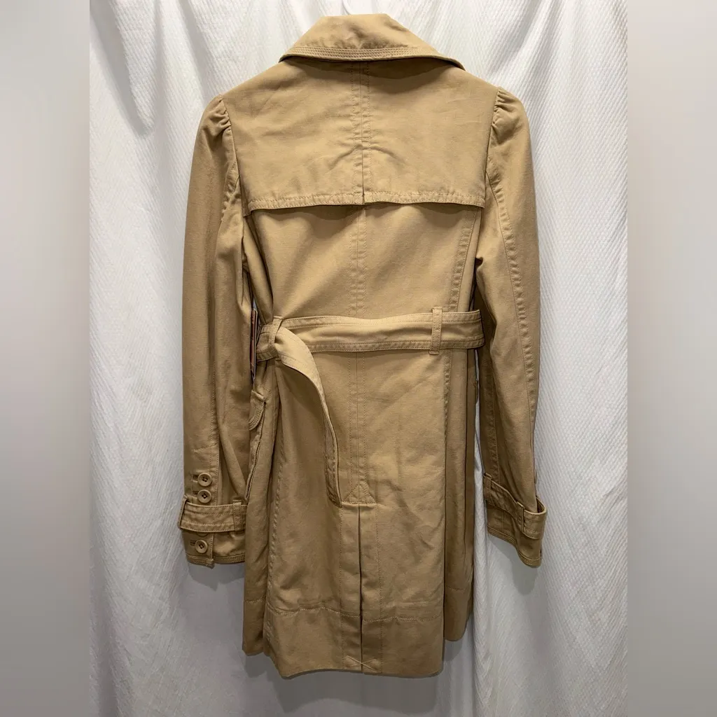 NEW Y2K Vintage Juicy Couture Cotton Double-Breasted Tan Beige Small Trench Coat - Image 7