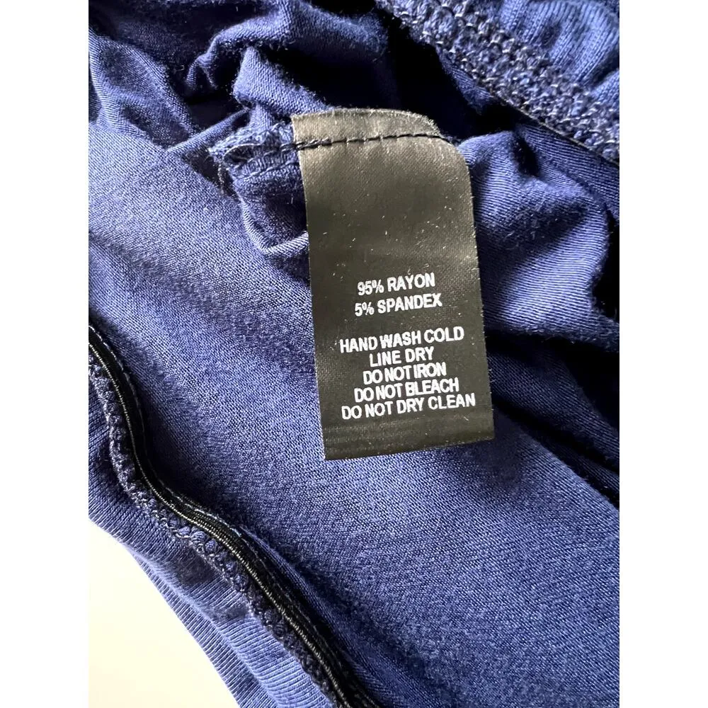 Lulu Time To Tango navy dress stretchy fabric fits most bust sizes front slits Blue Size M - Image 10