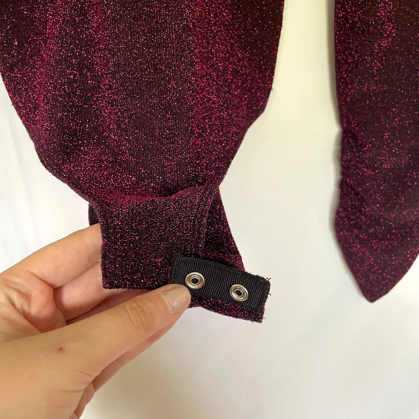 Zara Knit purple sparkly bodysuit long sleeves women's size M lightweight date - Image 4