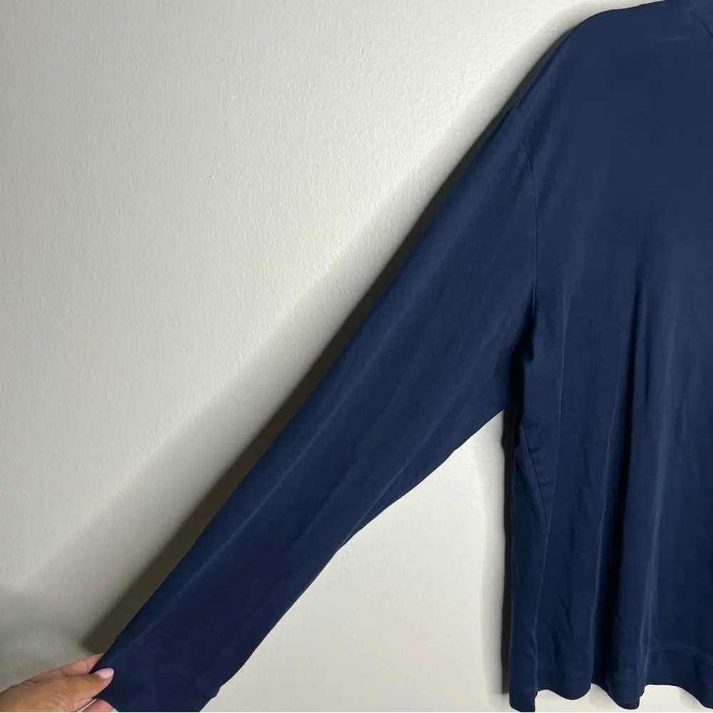 MURANO Liquid Luxury Soft Navy Mock Neck Long Sleeve Tee‎ Blue Size L - Image 3