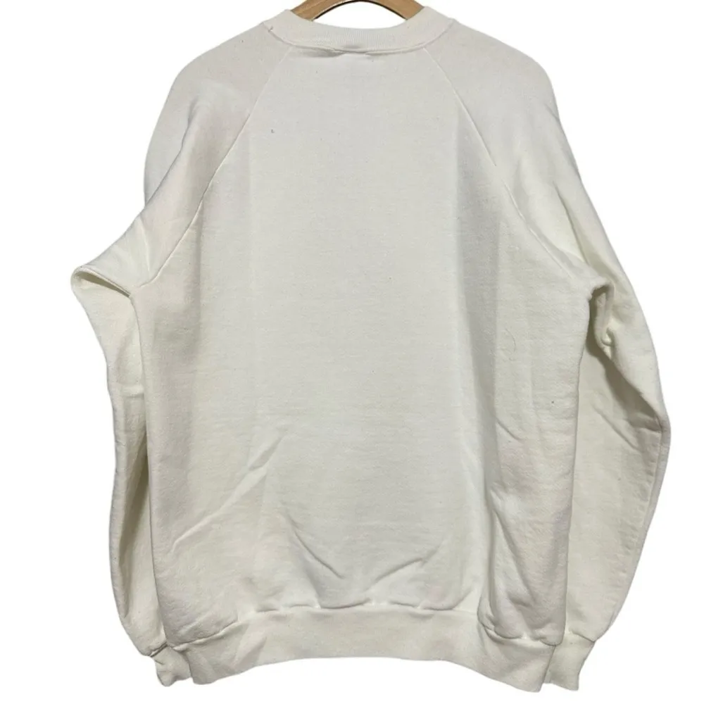 Vintage 1980’s Jerzees Mickey Mouse Uni-Sex XL White Shoes Pullover Sweatshirt - Image 4