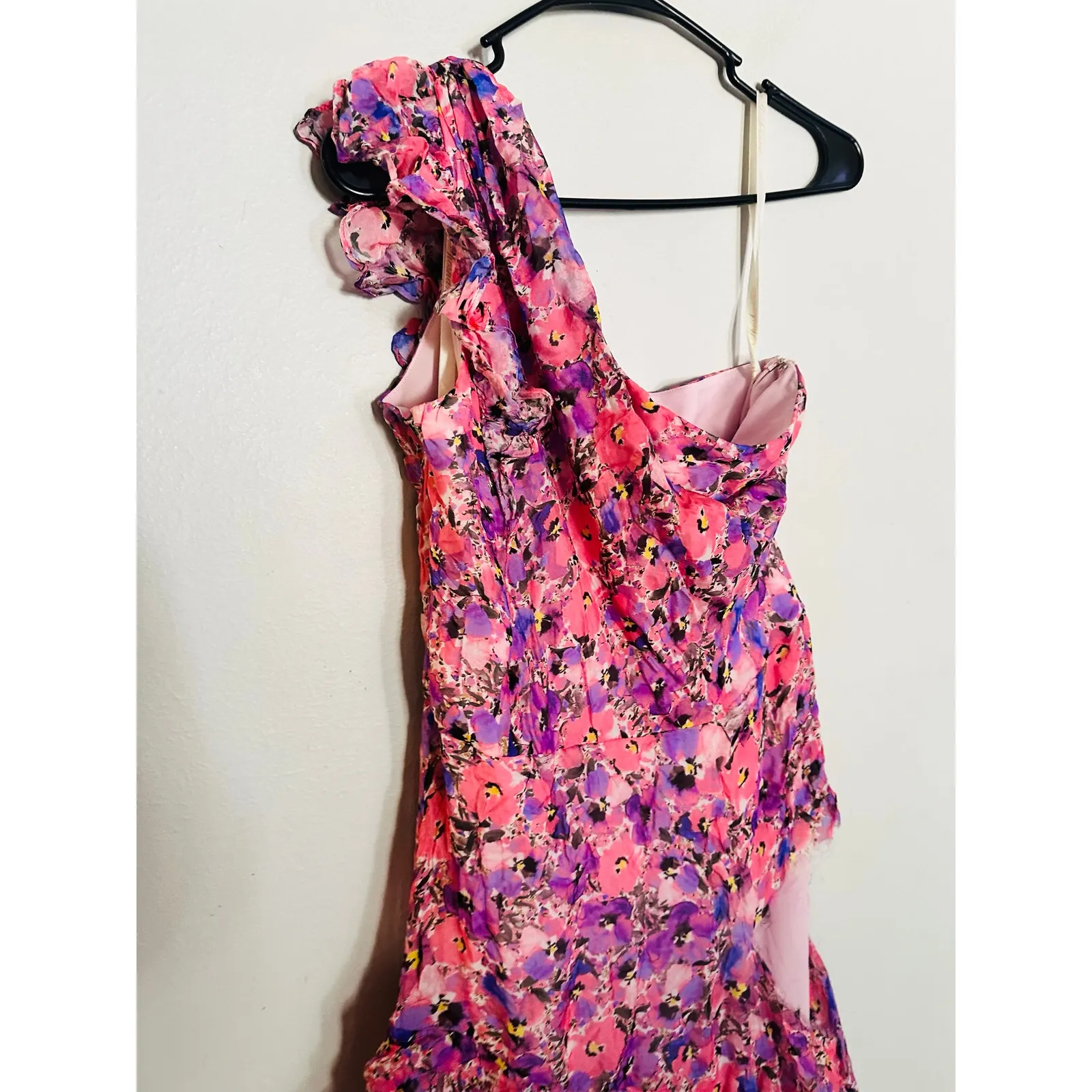 Shoshanna Pryia One Shoulder Maxi Dress Floral Ruffled Tiered Dress size 8 FLAW - Image 12