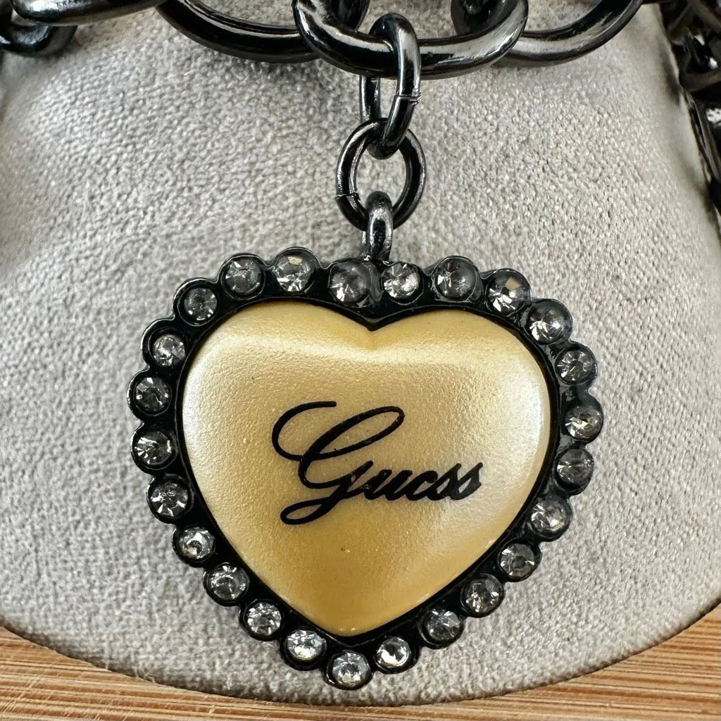 Guess Gunmetal Heart Charm Bracelet - Image 4