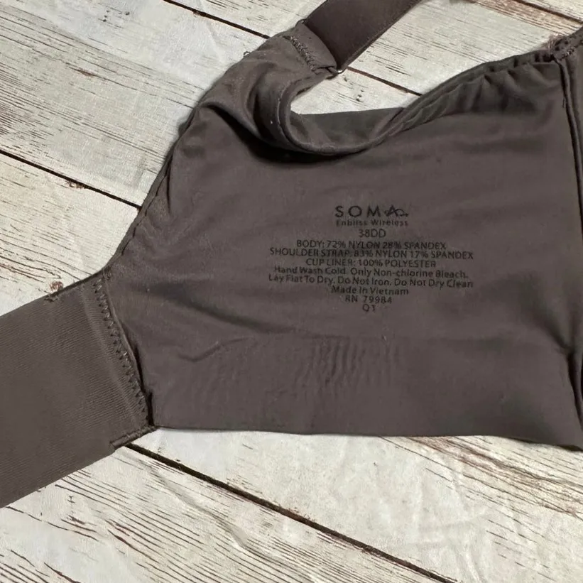 SOMA Enbliss Wireless Bras (2) Size 38DD Neutral Brown Comfort Padded - Image 4
