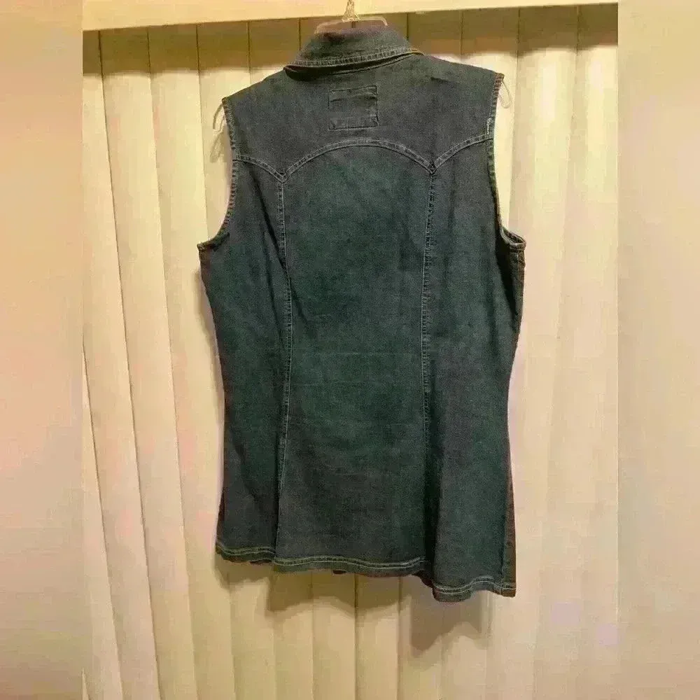 LAL Women's Denim Dress Long Shirt Size Large Sleeveless Cotton.Great condition - Image 6