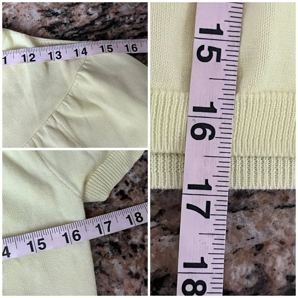 Vintage The Limited Butter Yellow Cropped Knit Blouse XS | Cottagecore Coquette - Image 6