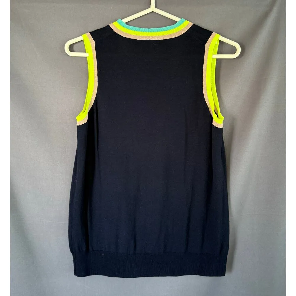 J.Crew Size Medium Navy Neon Merino Wool Vest - Image 7
