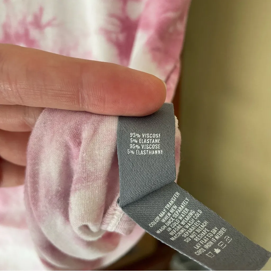 Aerie Pink and White Tie Dye Soft & Sexy Flowy Relaxed Fit T-Shirt Large - Image 4
