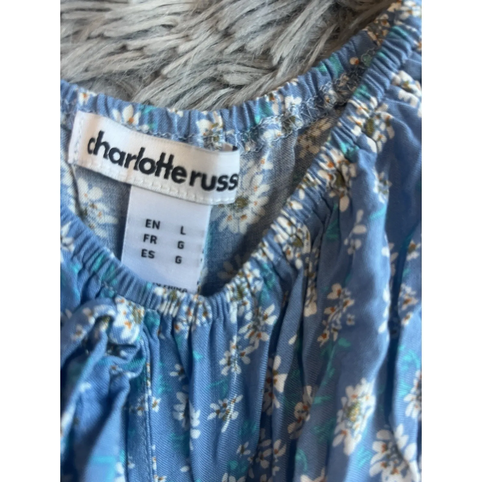 Charlotte Russe Small Blue  Floral Mini Dress  Badydoll Smocked Cottagecore - Image 3