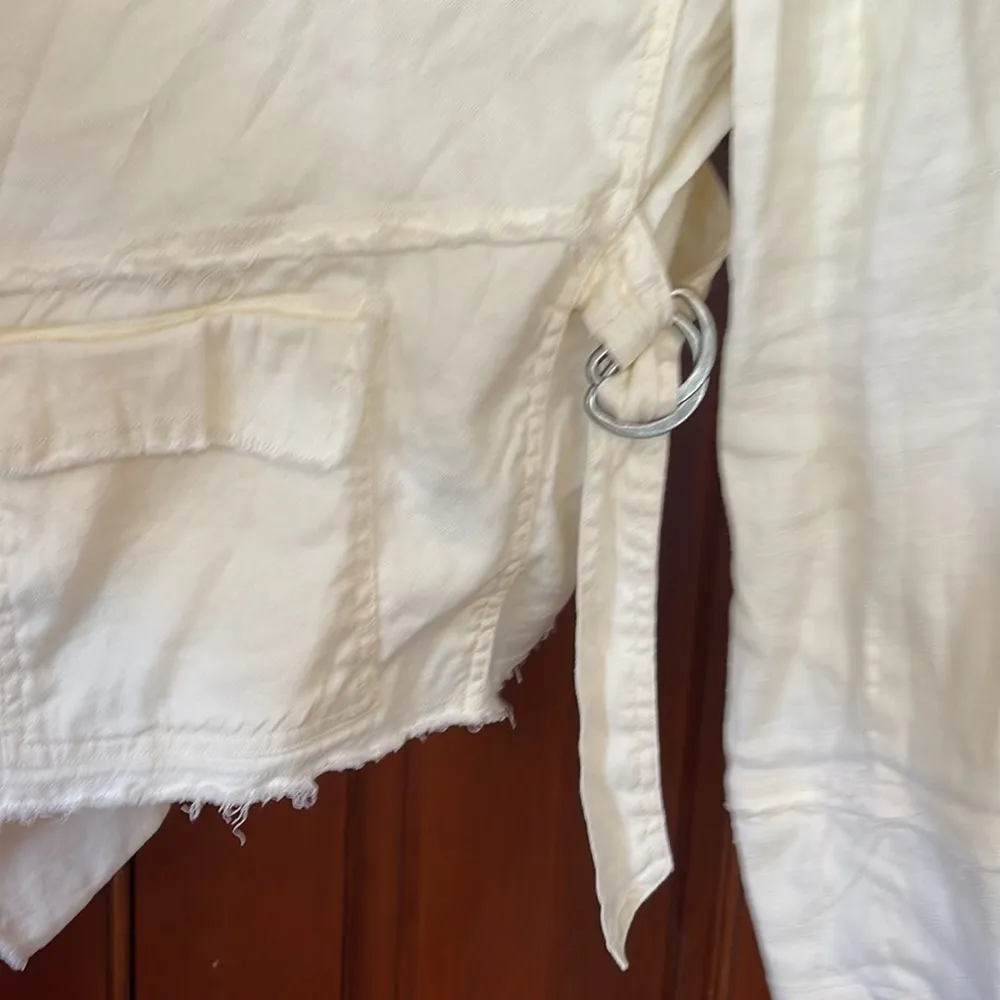 Free people, raw edge, asymmetrical, open front side, belted jacket - Image 3