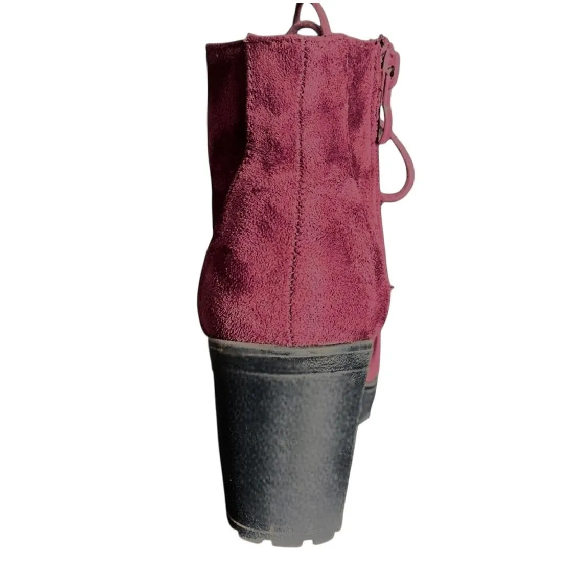 NWT TOP MODA Womens Ankle Boots Burgandy Faux Leather Lace Up Side Zip Heel - Image 7