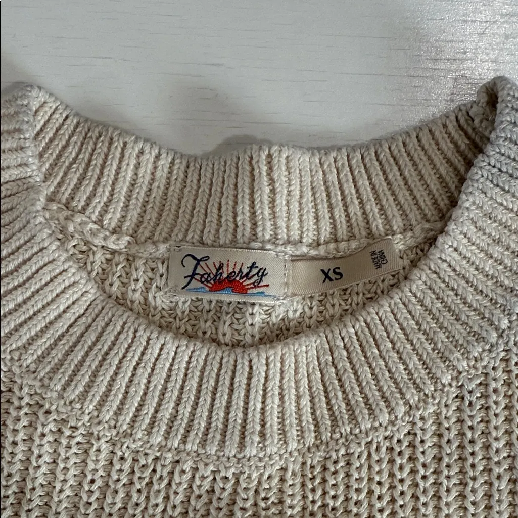 Faherty Miramar linen Muscle Ivory Knit Tank Size XS - Image 5
