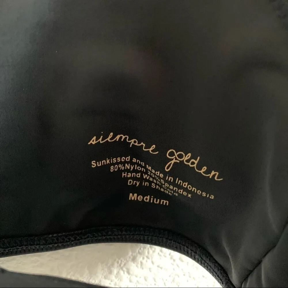 Siempre Golden Black Strappy Bikini Swim Top Medium - Image 3
