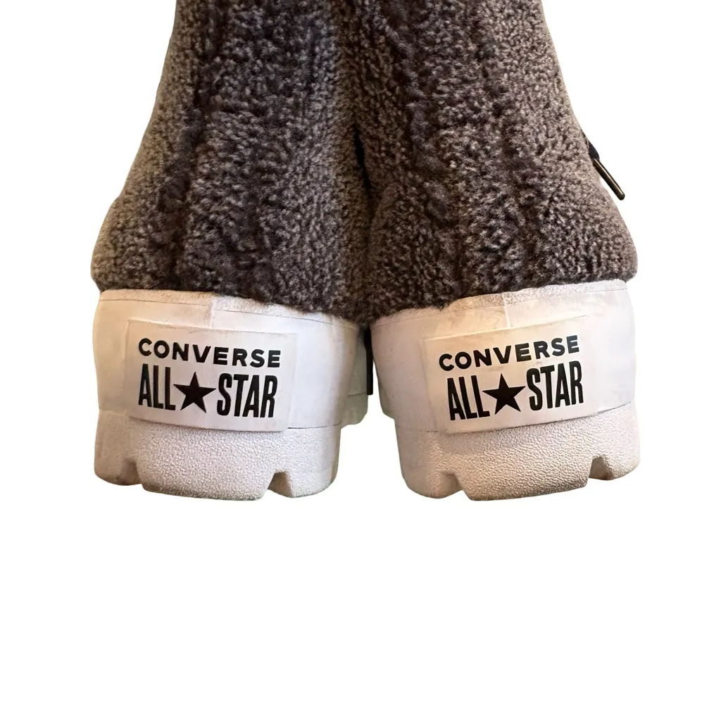Converse Chuck Taylor All Star Faux Fur Sherpa High Top Sneakers Gray, Sz 6 - Image 9