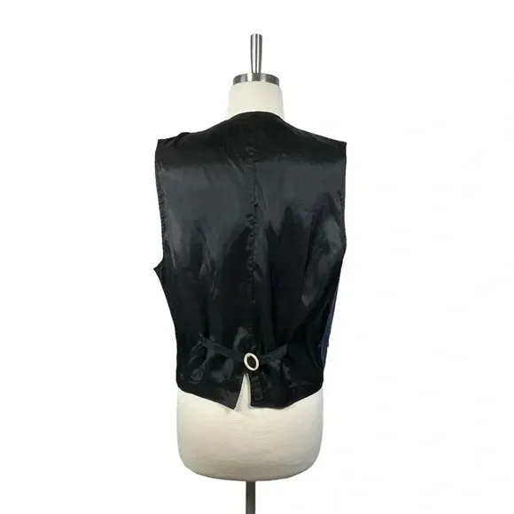 Vintage Handmade Embroidered Denim Vest Floral Lapel Button‎ Down Size Medium Blue - Image 7