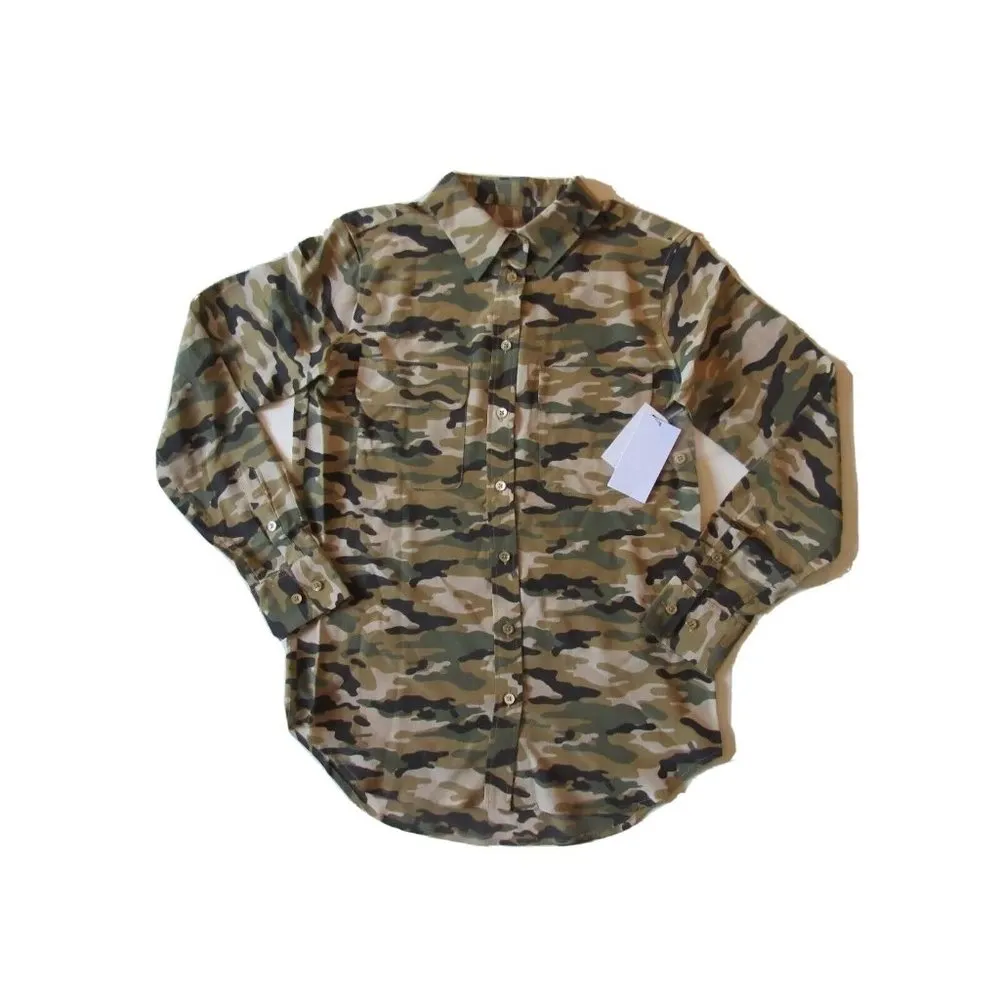 NWT Equipment Signature Slim in Kelp Camouflage Camo Silk Button Down Shirt XS - Image 2
