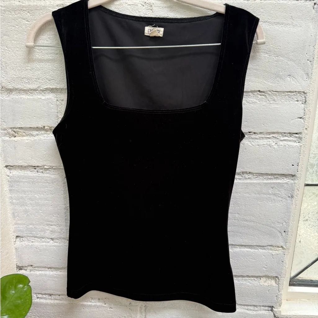 L'AGENCE Kaeli Velvet Square-Neck Tank Top - Image 2