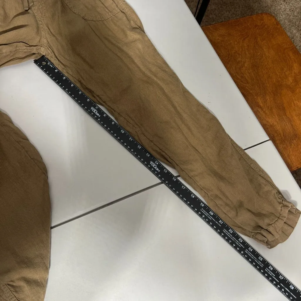 Rachel Roy Pants Womens Medium Brown 100% Linen Tapered Leg Casual Drawstring - Image 10