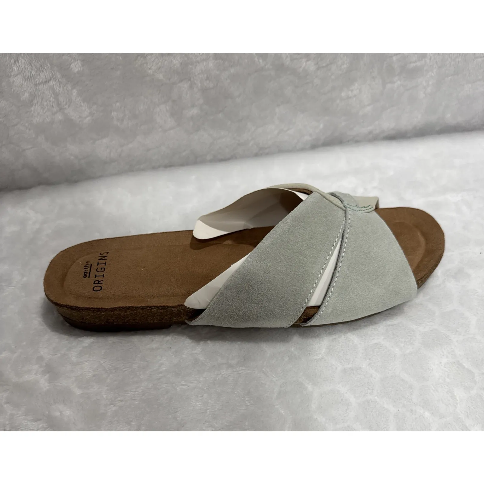 Earth Origins Womens Suede Slide Flat Sandals Lexi Seafoam Size 8.5W Comfort - Image 4