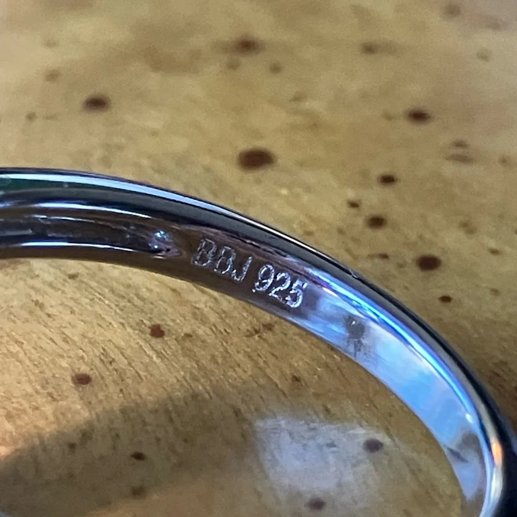 Natural Aquamarine Blue Diamond Sterling Silver Ring Size 6.75 - Image 6