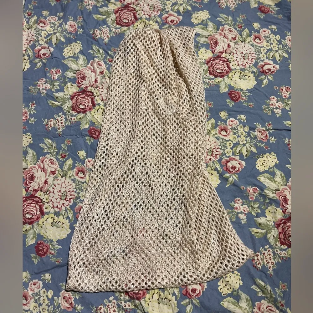 Creme sparkle gold knitted cowl neck scarf - Image 2