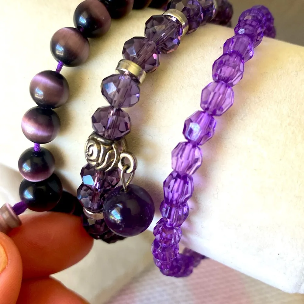 Elegant Purple amethyst Beaded Bracelet Set - Image 4