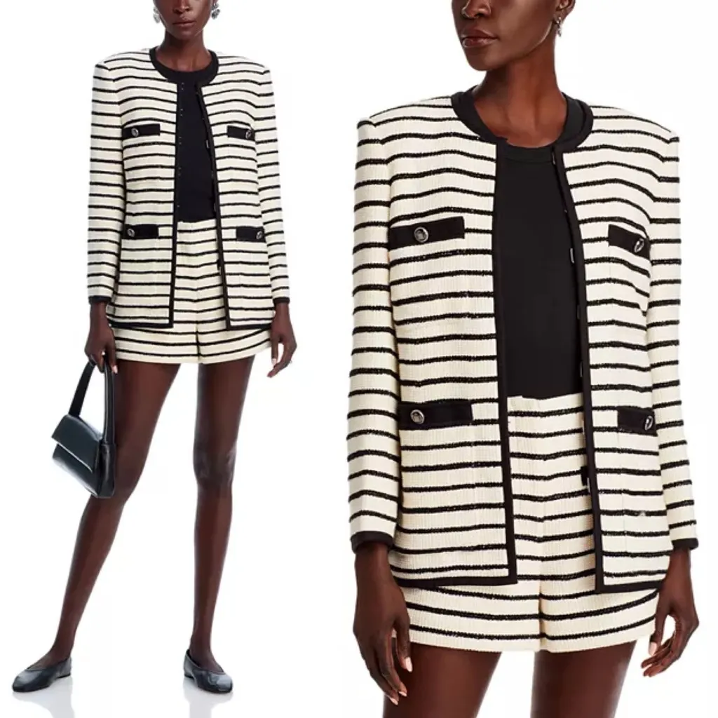 Veronica Beard Foster Dickey Jacket Black Ivory Size 10 - Image 12